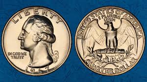 1967 Washington Quarter obverse and reverse showing clad composition and no mint mark